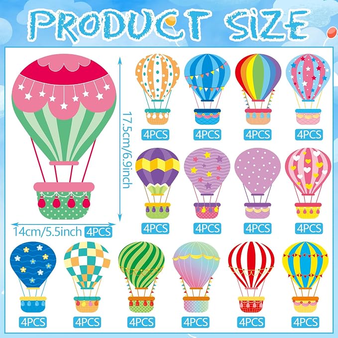 AUGSUN 60 Pcs Hot Air Balloon Bulletin Board Decorations Back to School - Image 3