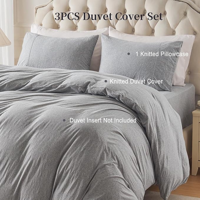 PURE ERA Jersey Knit Duvet Cover Set 100% T-Shirt Cotton Super Soft Comfy 2pc - Image 4