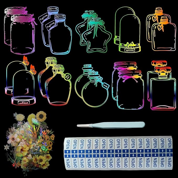 91 Pcs Homemade Bookmarks Kit, Colorful Sprout Bookmark and Pressed Flower - Image 3