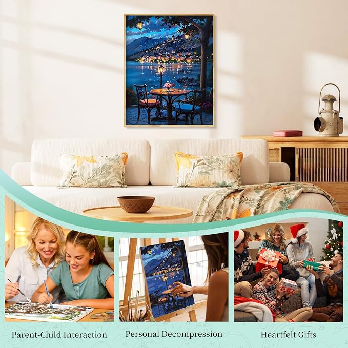 Paint by Numbers Kit for Adults, Night DIY Acrylic Painting Kit, 16x20 Inch | - Image 7