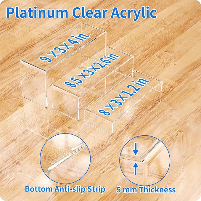 NIUBEE Acrylic Display Riser, Collectibles Display Stands Shelf - Image 3