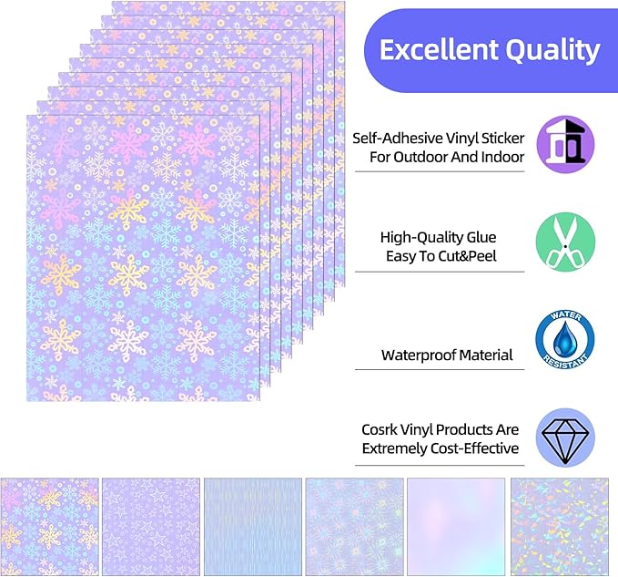 36 Sheets Holographic Laminate Sheets 8.5x11 Inch Self Adhesive 6 Patterns | - Image 2