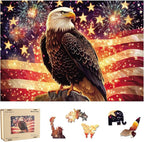 Reouinty Wooden Jigsaw Puzzle for Adults, Eagle Flag Wood Puzzles for Patriot by Reouintywoodenpuzzle