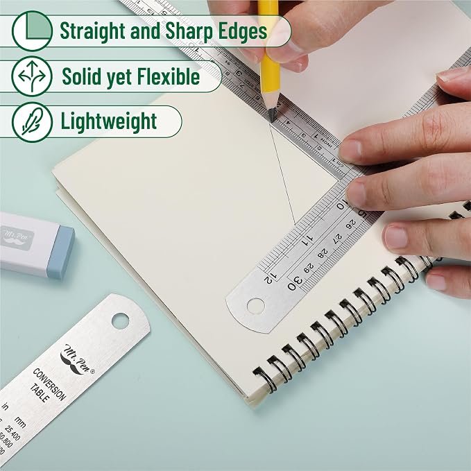 Mr. Pen- Metal Straight Edge Ruler, Imperial & Metric Measurements - Image 5