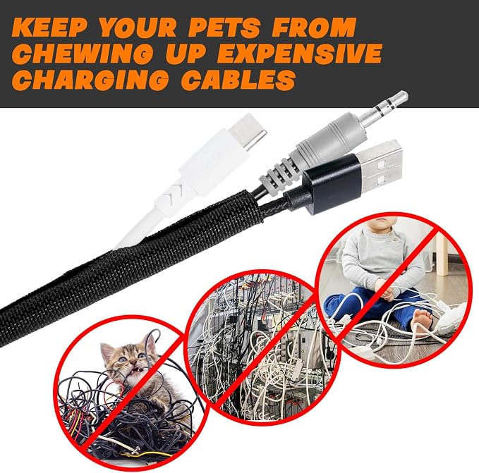 Split Braided Sleeve Cable Management Wire Loom Cord Covers - Image 6
