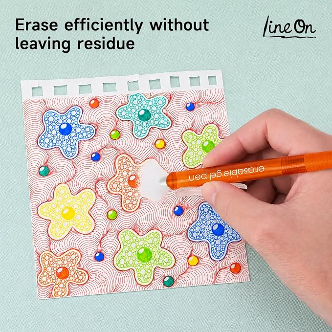 Lineon Erasable Gel Pens, 12 Colors Retractable Fine Point Erasable Pens Clicker - Image 6