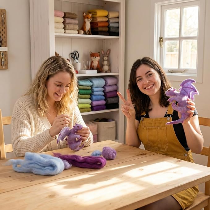 Dragon Needle Felting Kit For Beginners, Wool Felting Needles DIY Dinosaur | - Image 6