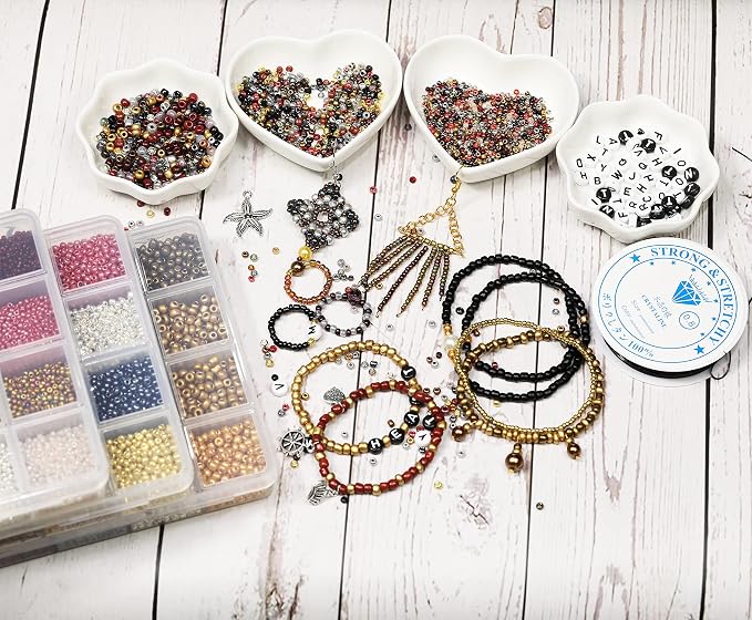 8/0 Glass Seed Beads About 7200pcs 24 Colors 3mm Loose Seed Beads Kit Bracelet - Image 5