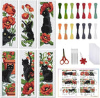FREEBLOSS 6Pcs Cross Stitch Bookmark Kits Cat Stamped Embroidery Bookmarks by FreeandCreativeCraftsArt