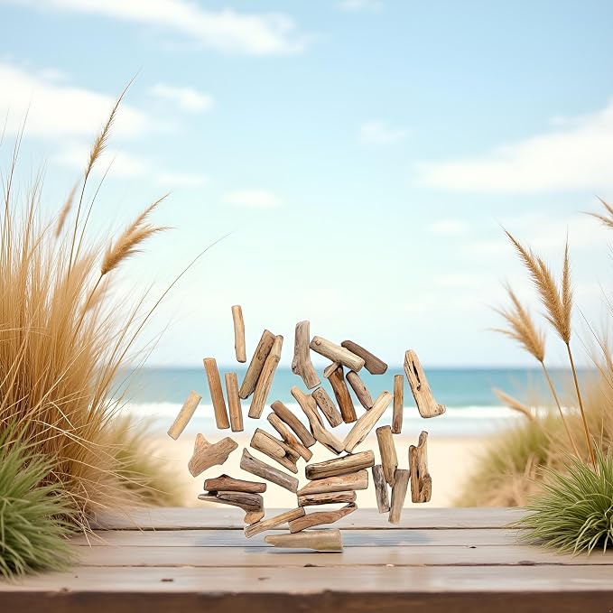 20 Pcs Natural Driftwood Pieces Branch Slices Craft Sticks Beach Decor - Image 8