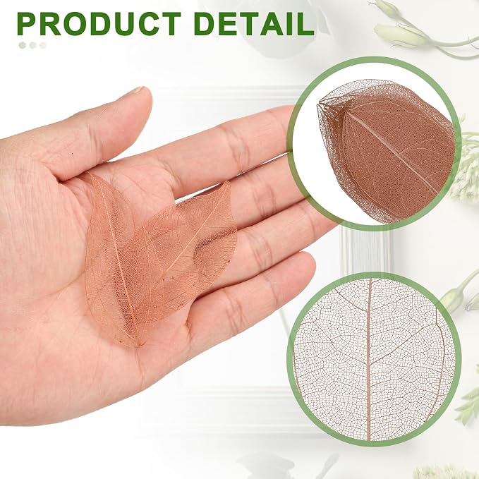 uxcell 100 Pcs Dark Coffee Skeleton Leaves - Image 3
