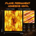 Tintnut Flame Pattern Permanent Vinyl 8 Pcs 12x10in Gold Adhesive Viny | - Image 2