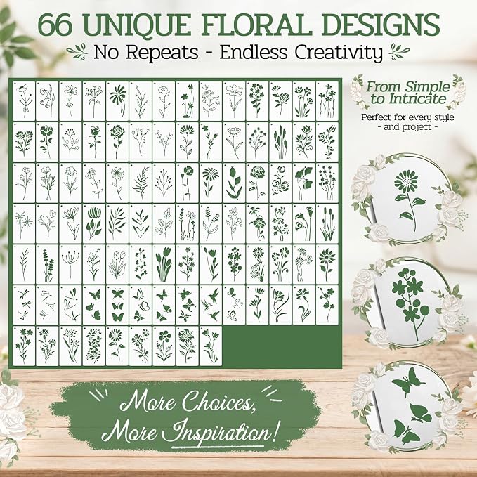 Marspark 66 Pcs Small Stencils for Crafts Reusable 3 Inch Stencils for Painting - Image 2