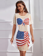 Ekouaer Women's Bikini Shirt Cover Up Short Sleeve Cute Bikini Print Cover-Up - Image 3