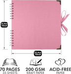 Bstorify 10 x 10 Inches Scrapbook Album 70 Pages Pink Thick Kraft Paper Corner - Image 2