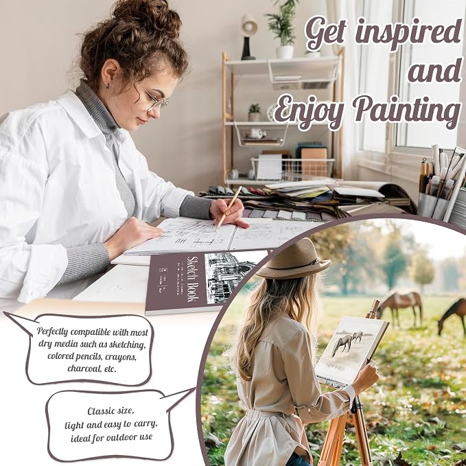 Sketch Book 9×12 inch, Spiral Bound Sketch Pad 50 Sheets, Acid-Free Sketchbook - Image 6