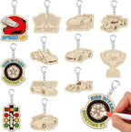 RattanView 24 Pcs Race Car Craft Color Your Own Keychains Diy Craft Wooden by RattanView