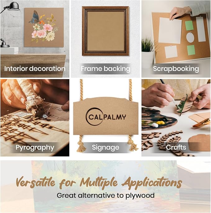 CALPALMY 24-Pack MDF Board 1/8 Inch Thick 12" x 12" Unfinished Wood Panels - Image 6
