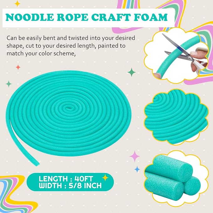 Frienda 5/8 Inch x 40 Ft Green Foam Noodles - Image 2