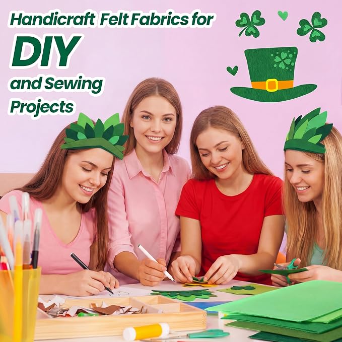 Peryiter 150 Pcs Back to School Green Felt Fabric Sheets Bulk - Image 5