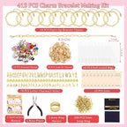 Wurosi 413 Pieces Gold Paperclip Charm Bracelet Making Kit, Including Paperclip - Image 2