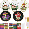 Embroidery Kit for Adult, 5 Sets Mushroom Embroidery Kit for Beginners | by TINDTOP