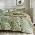 JELLYMONI Green Duvet Cover Oversized Queen Size, Soft Breathable Seersucker by JELLYMONI