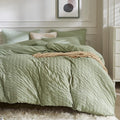 JELLYMONI Light Green Duvet Cover King Size, Soft Breathable Seersucker Duvet by JELLYMONI