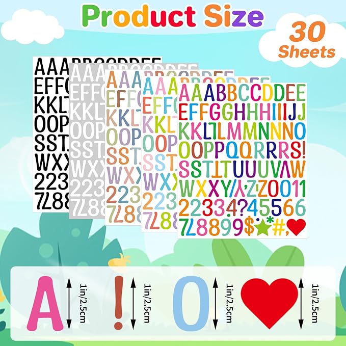 Letter Stickers 1 inch, Self-Adhesive Vinyl Waterproof ABC Letter Stickers - Image 2