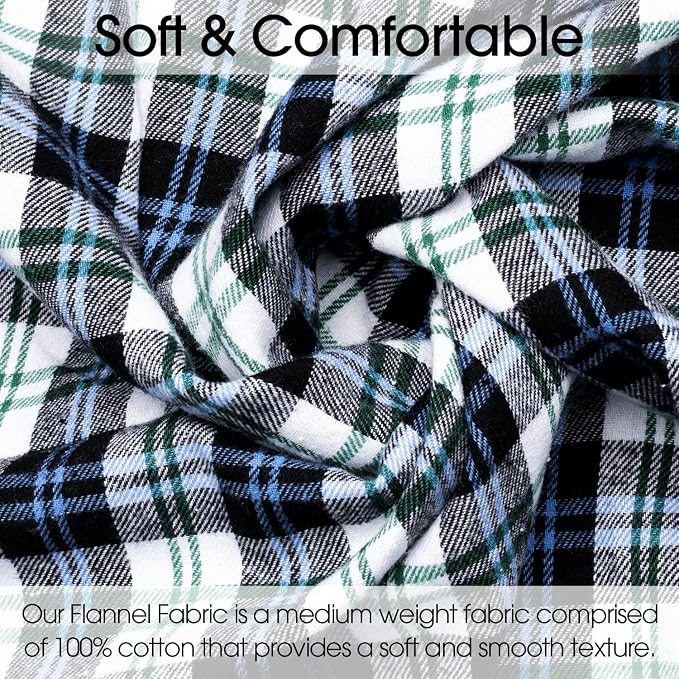 Pico Textiles 6 Yards Bolt Blue and White Tartan Plaid Flannel Fabric - Image 2