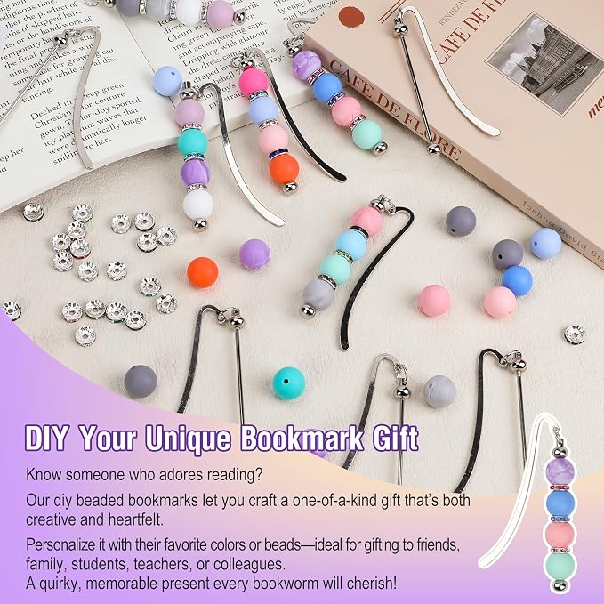 HOMAR 88pcs Beadable Bookmarks DIY Beading Bookmark Craft Kit, Bookmarks - Image 5
