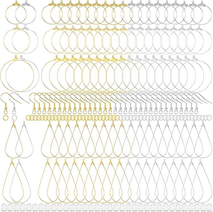 Pndeyo 700pcs Hypoallergenic Earring Making Accessories, Teardrop Round Hoop by Pndeyo