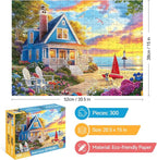 300 Piece Jigsaw Puzzle for Adults – Charming Beach House, Sailboat & Playful - Image 2