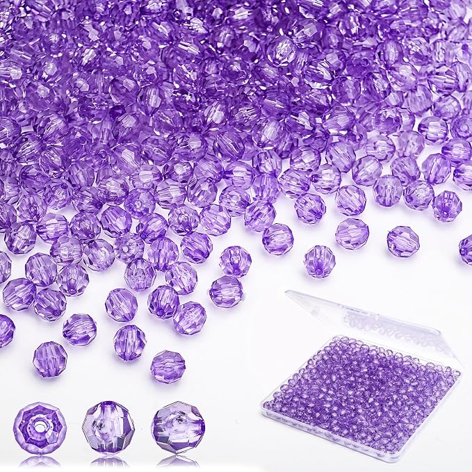 BONNY BOXX 500pcs 8mm Acrylic Faceted Round Crystal Beads Transparent Light by BONNY+BOXX