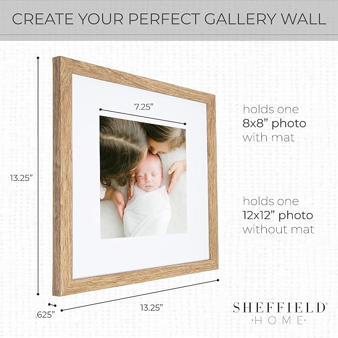 Sheffield Home 9 Piece Gallery Wall Frame Set, 12x12 in. Matted to 8x8 in. - Image 3
