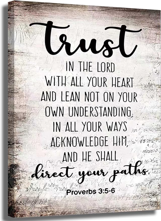 YOXORDQ Proverbs 3:5-6 Bible Verse Wall Art-Canvas Wrapping 12x16in | Trust in by YOXORDQwallart