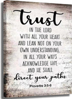 YOXORDQ Proverbs 3:5-6 Bible Verse Wall Art-Canvas Wrapping 12x16in | Trust in by YOXORDQwallart
