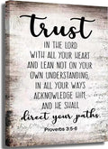 YOXORDQ Proverbs 3:5-6 Bible Verse Wall Art-Canvas Wrapping 16x24in | Trust in by YOXORDQwallart