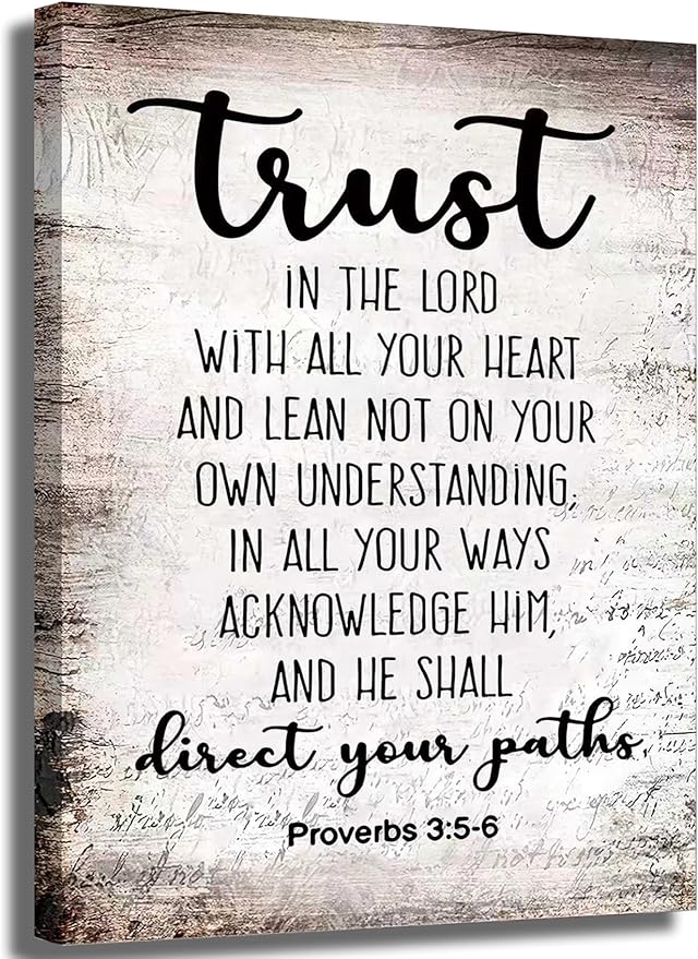 YOXORDQ Proverbs 3:5-6 Bible Verse Wall Art-Canvas Wrapping 16x24in | Trust in by YOXORDQwallart