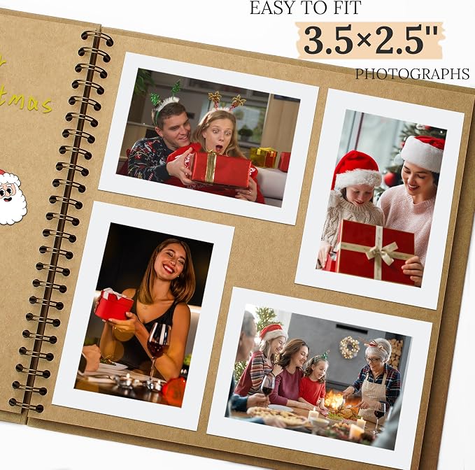 Scrapbook 7x7 Inch DIY Scrapbook Album Hardcover Kraft Paper Scrap Book Photo - Image 4