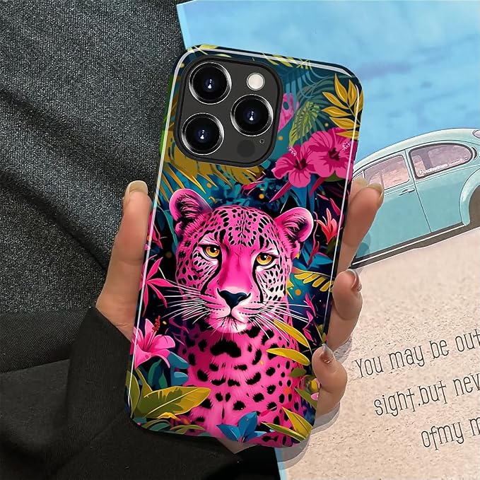 ZHEGAILIAN Case for iPhone 15 Pro, Panther Leopard Flower Durable Shockproof - Image 5