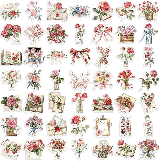 Aesthetic Flowers Stickers Transparent Flora Scrapbook Stickers | Transparent & - Image 2