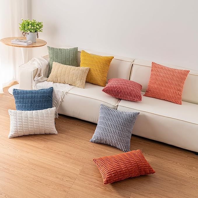 Aegero Pack of 2 Christmas Green Corduroy Decorative Throw Pillow Covers 20x20 - Image 5