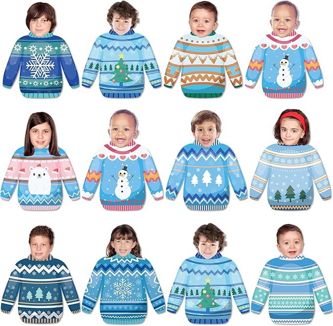 60pcs Winter Theme DIY Cutouts Sweater Bulletin Board Decoration Set Christmas by partygreeting