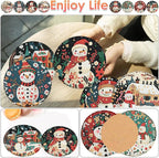 ijbnhd 8 PCS Diamond Art Coasters, Christmas Snowman Cork Wooden Pad | Diamond - Image 2