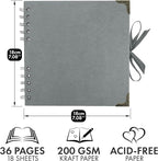 Bstorify Square Scrapbook Photo Albums 7 x 7 Inch Grey Hardcover - Image 2