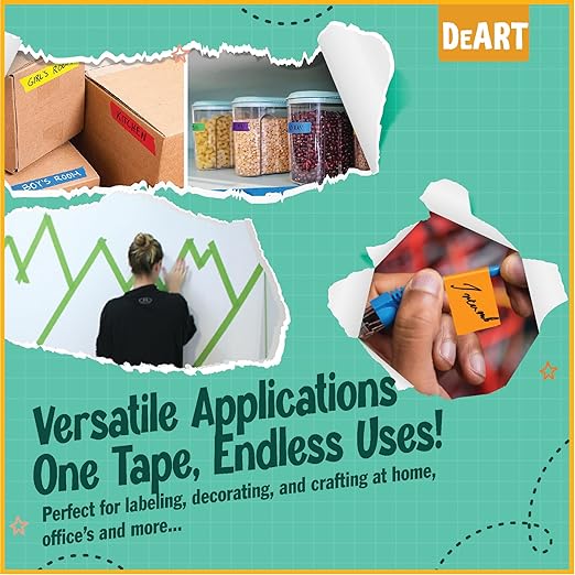 DEART 8X Colored Masking Tape, 33 Ft x 1 inch Colored Painters Tape - Image 3