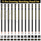 72 Pcs Drawing Sketching Pencil Set Professional Graphite Charcoal Gift Bulk - Image 3