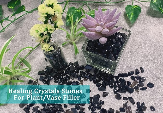 MAIBAOTA Natural Black Obsidian Crystal Quartz Rocks Chips Vase Filler Rocks - Image 6