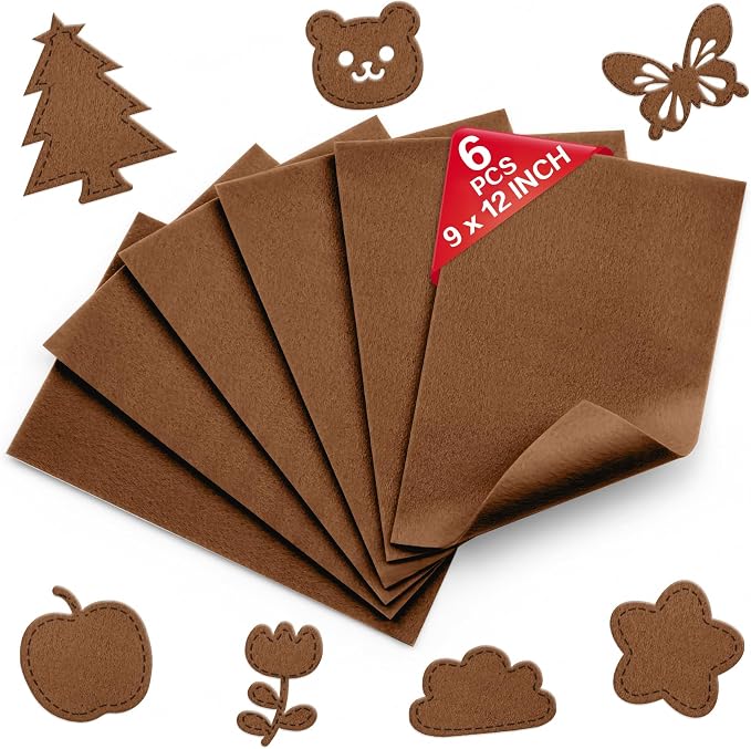 Cognac Soft Felt Sheets for Crafts, 1.6mm Thick, Kids' Crafts, DIY Projects by Grainear